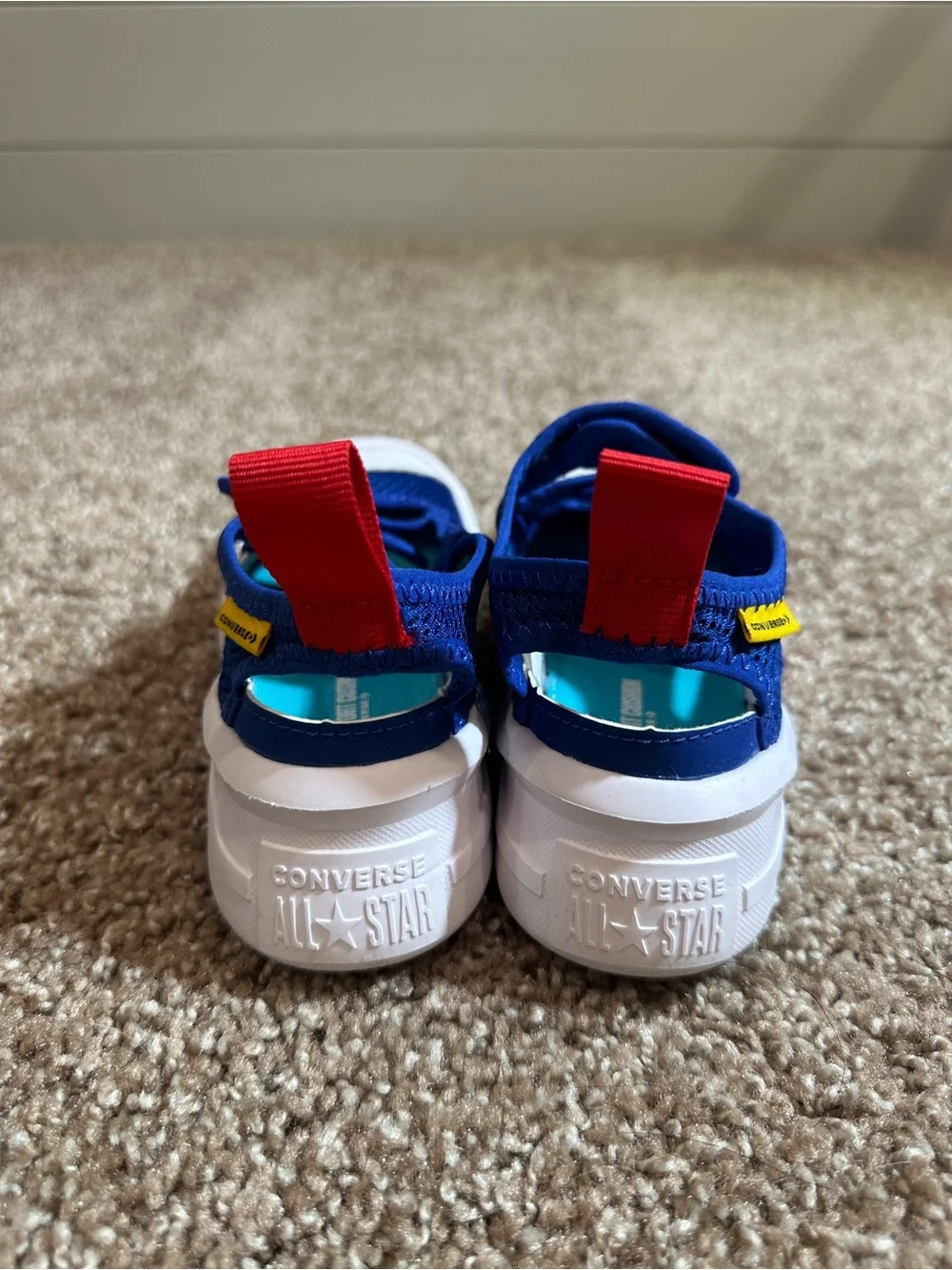 Converse Kids Navy Blue Mesh Sneakers with Red and Yellow Accents